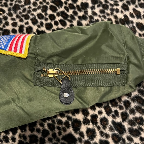 Oscar Kids Aviation Pilot Bomber Jacket Kid Size 2T Green W/ Patches Coat Winter - Picture 6 of 9